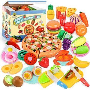 70PCS Pretend Play Food Sets for Kids Kitchen Toys Accessories Set BPA Free